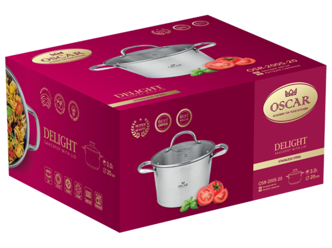 Кастрюля с крышкой Oscar Delight, 20см, 3л, 6900069909341