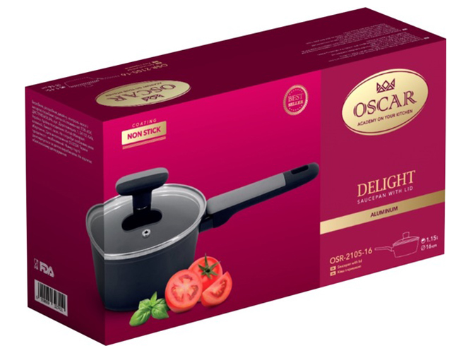 Ковш Oscar Delight, с крышкой, 16см, 1,15л, 6900069327411