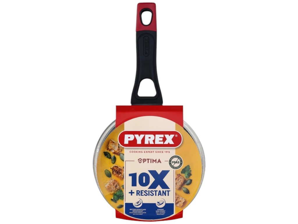 Ковш Pyrex Optima, с крышкой, антипригарный, алюминий, стекло, бакелит, 1,2л, 16см, цвет черный