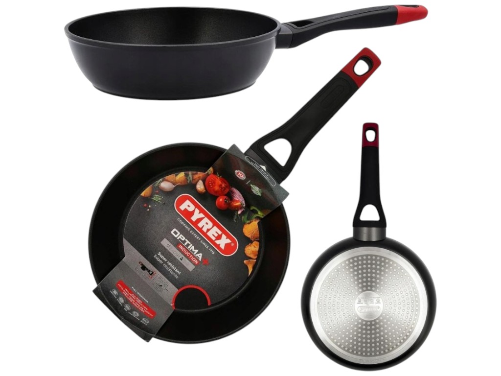 Сковорода глубокая Pyrex Optima, алюминий, антипригарное покрытие, 24см, цвет черный