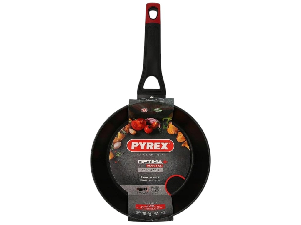 Сковорода глубокая Pyrex Optima, алюминий, антипригарное покрытие, 24см, цвет черный