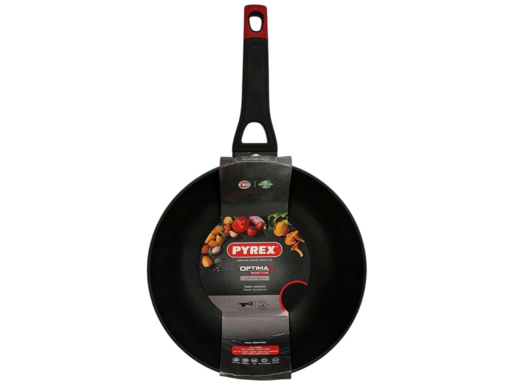 Сковорода-вок Pyrex Optima, алюминий, антипригарное покрытие, 28см, цвет черный