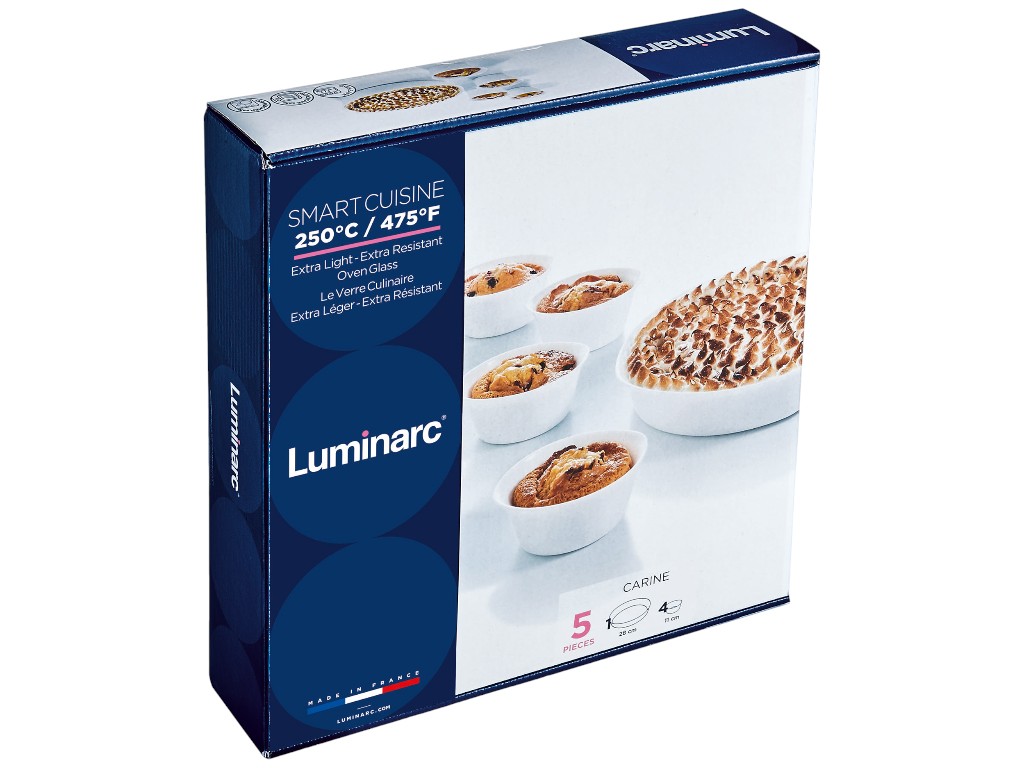 Набор жаропрочной посуды Luminarc Smart Cuisine, стекло, 28см, 11см, цвет белый (цена за 5 пр)