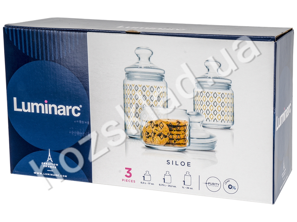 Набор банок Luminarc Siloe 3 предмета (500мл, 750мл, 1л) 27777