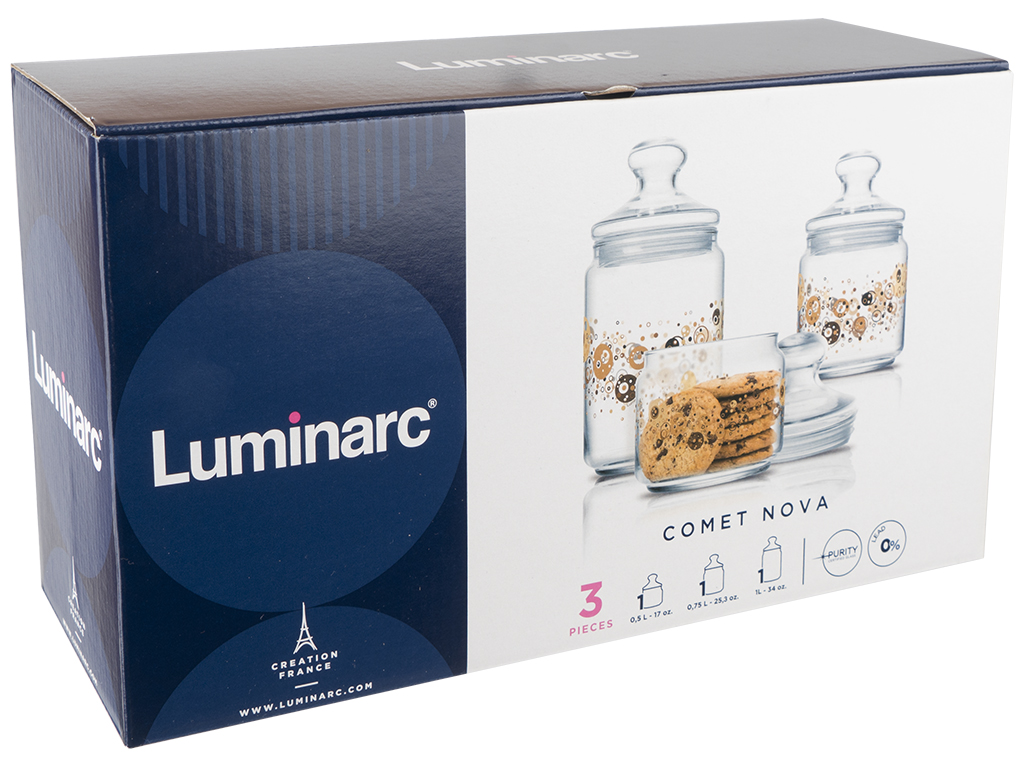 Набор банок Luminarc Comet Nova 3 предмета (500мл, 750мл, 1л) 30791