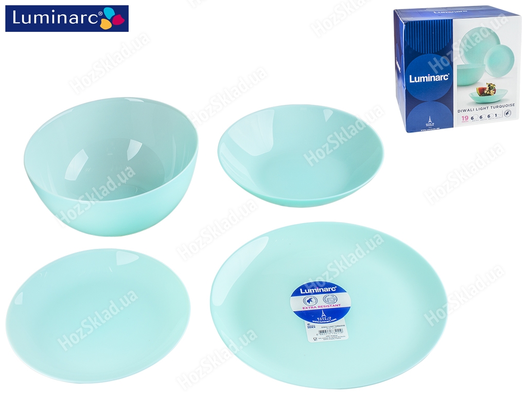 Обеденный набор Luminarc Diwali light turquoise (цена за набор 19 предметов) 36908