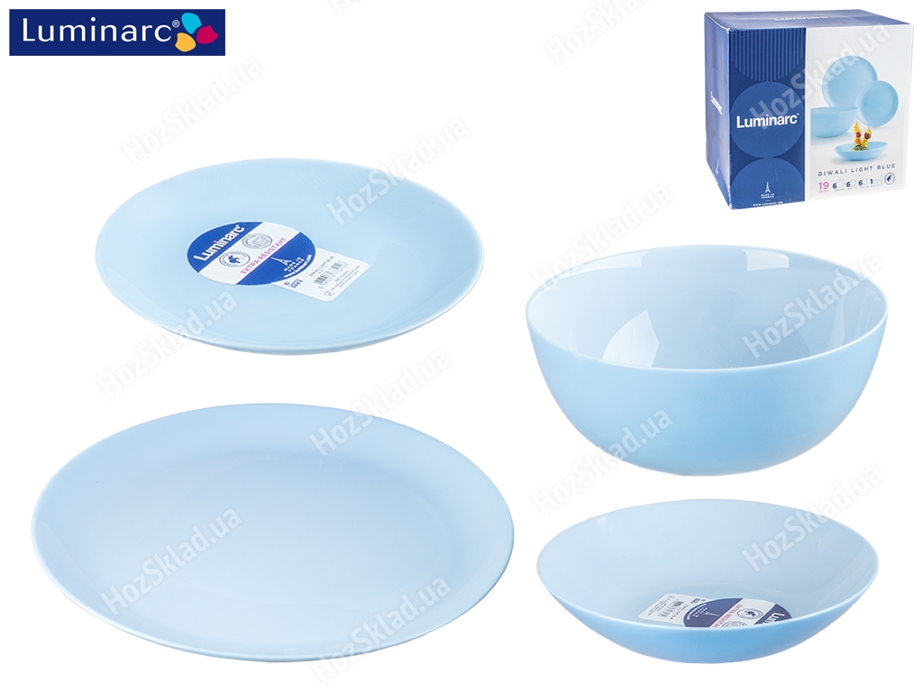 Обеденный набор Luminarc Diwali light blue (цена за набор 19 предметов) 37042