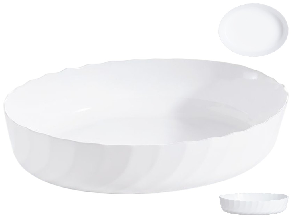 Форма для запекания Luminarc Trianon, овальная, жаропрочное стекло, 3л, 32×24,5×6,3см, цвет белый