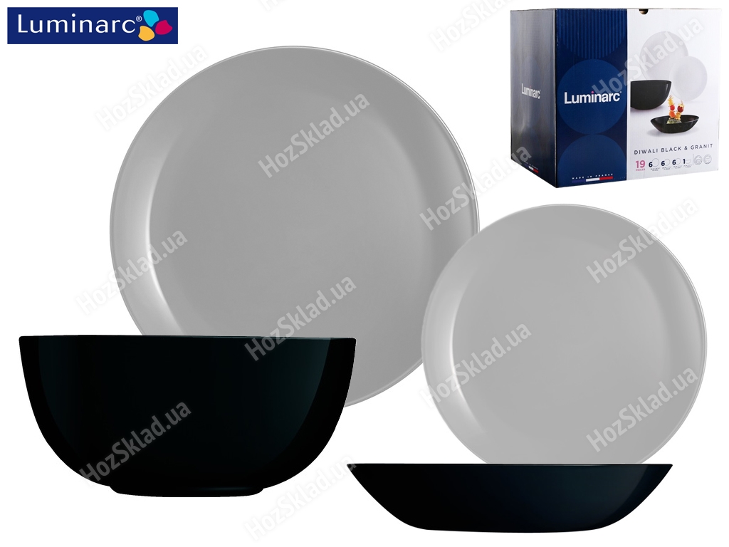 Сервіз столовий Luminarc Diwali Black & Granit (ціна за набір 19 предметів) 50348