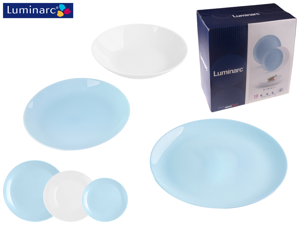 Сервиз столовый Luminarc "Diwali Light Blue & White" (цена за набор 18 предметов) 66264
