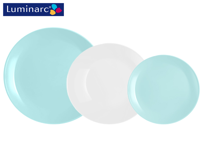 Сервіз столовий Luminarc "Diwali Light Turquoise & White" (ціна за набір 18 предметів) 66271