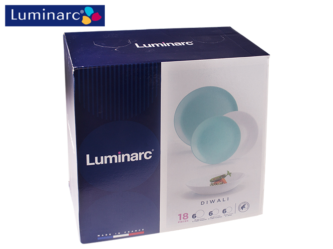 Сервіз столовий Luminarc "Diwali Light Turquoise & White" (ціна за набір 18 предметів) 66271