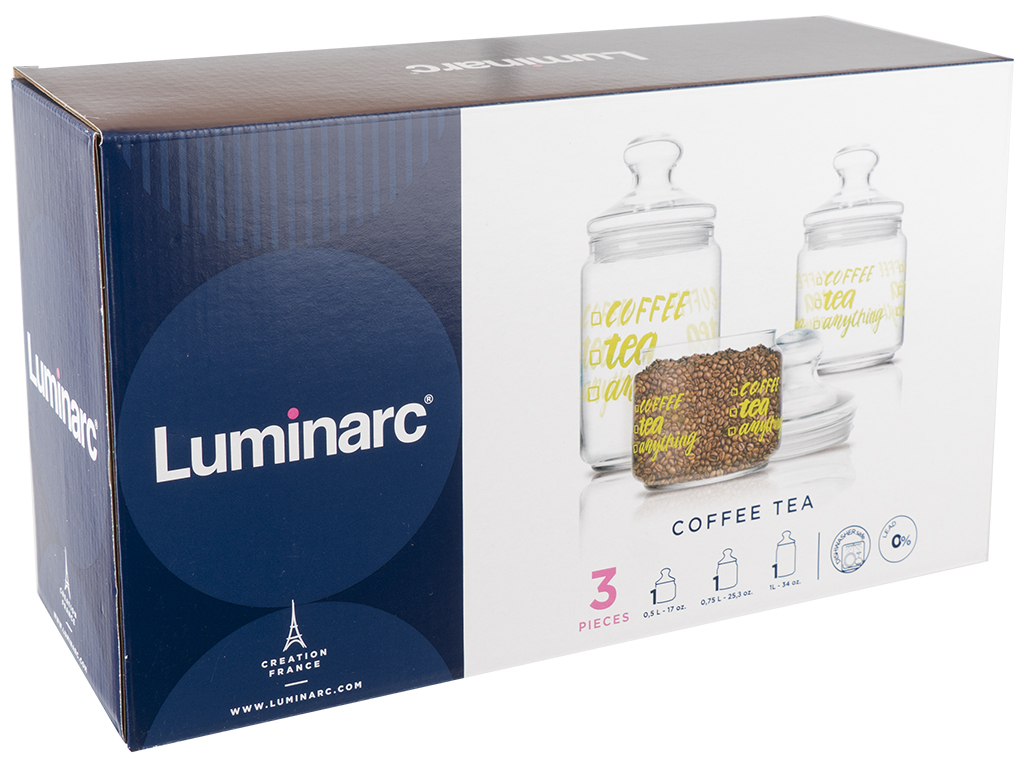 Набор банок Luminarc Club Coffee Tea 3 предмета (500мл, 750мл, 1л) 74139