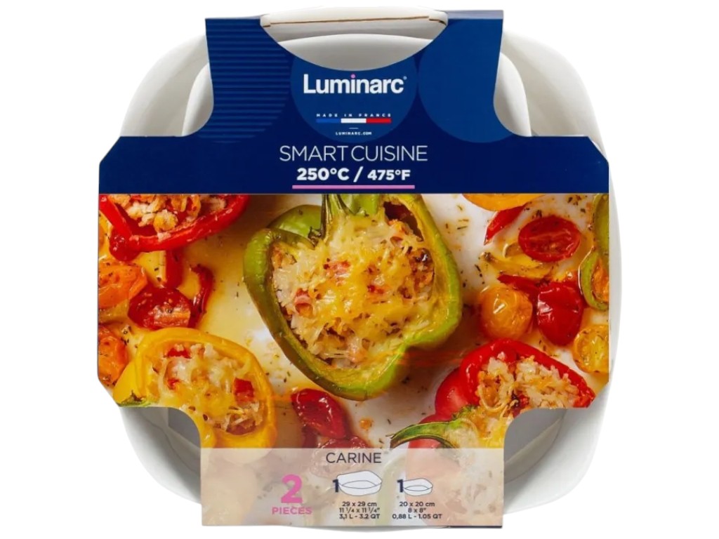 Набор форм для запекания Luminarc Smart Cuisine Carine, жаропрочное опаловое стекло, 20×20см,29×29см