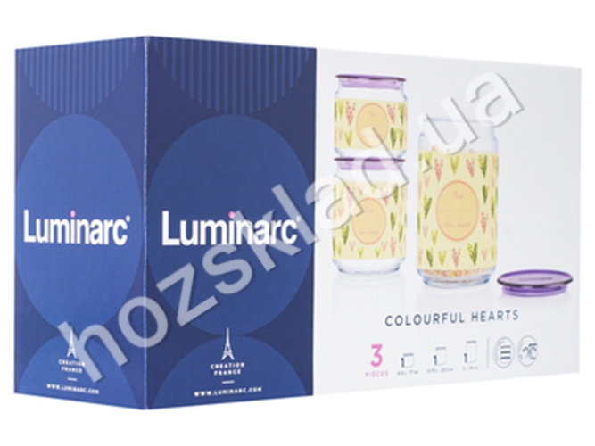 Купить Набор банок Luminarc Plano Colorful Hearts 3 предмета (500мл, 750мл, 1л) 02122 - фото 7
