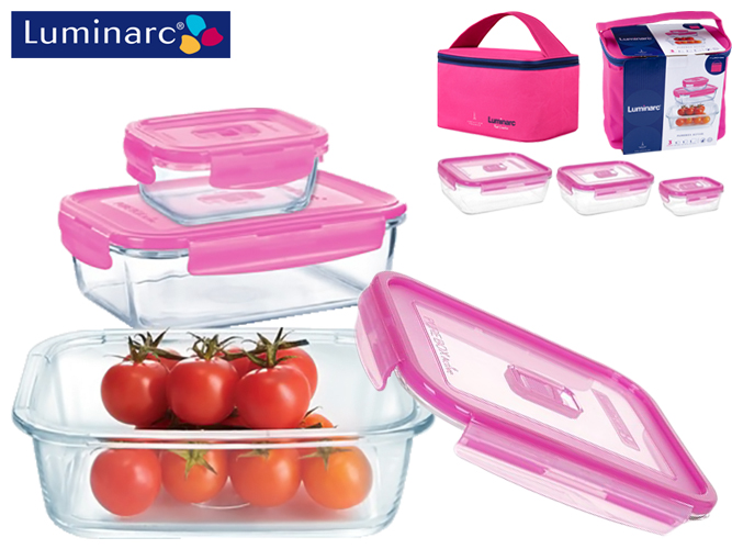 Набор контейнеров с сумкой Luminarc Pure Box Active 4 предмета 380+820+1220мл P9972