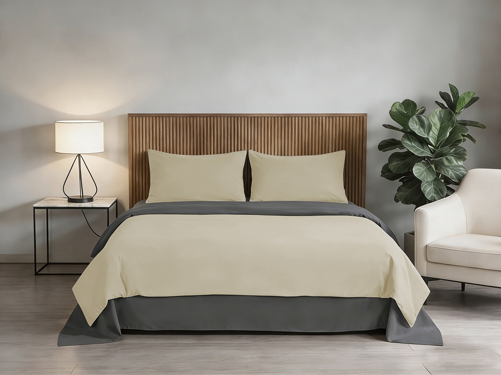 Комплект постельного белья Soho, семейный, Beige, Dark gray, 150х200 см, 5 предметов