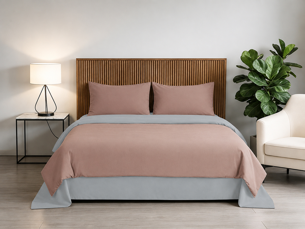Комплект постельного белья Soho, на молнии, Rose, Light gray, евро, 4 предмета