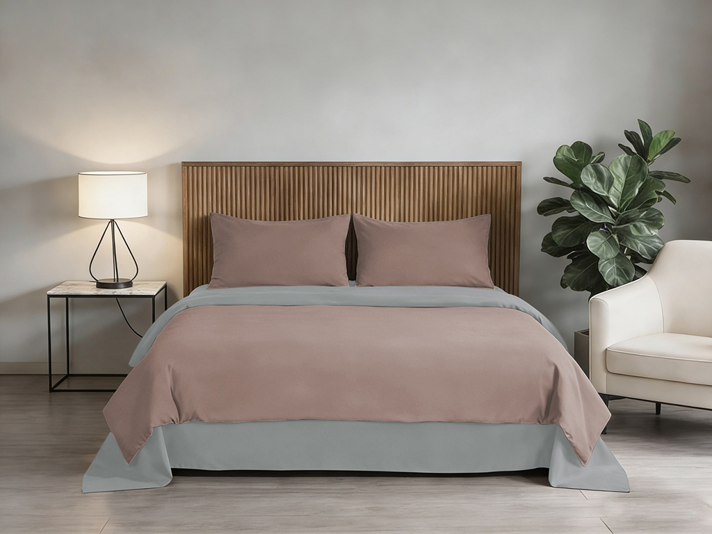 Комплект постільної білизни Soho, півтораспальний, Rose, Light gray, 150х200 см, 4 предмети