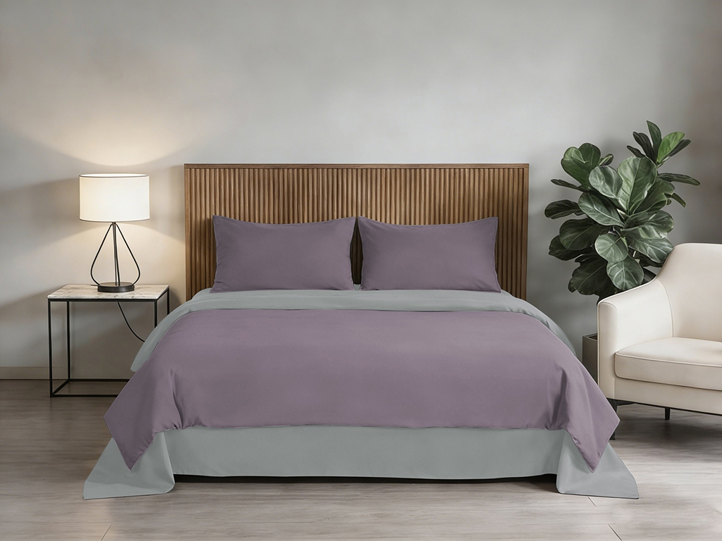 Комплект постельного белья Soho, семейный, Purple, Light gray, 150х200 см, 5 предметов