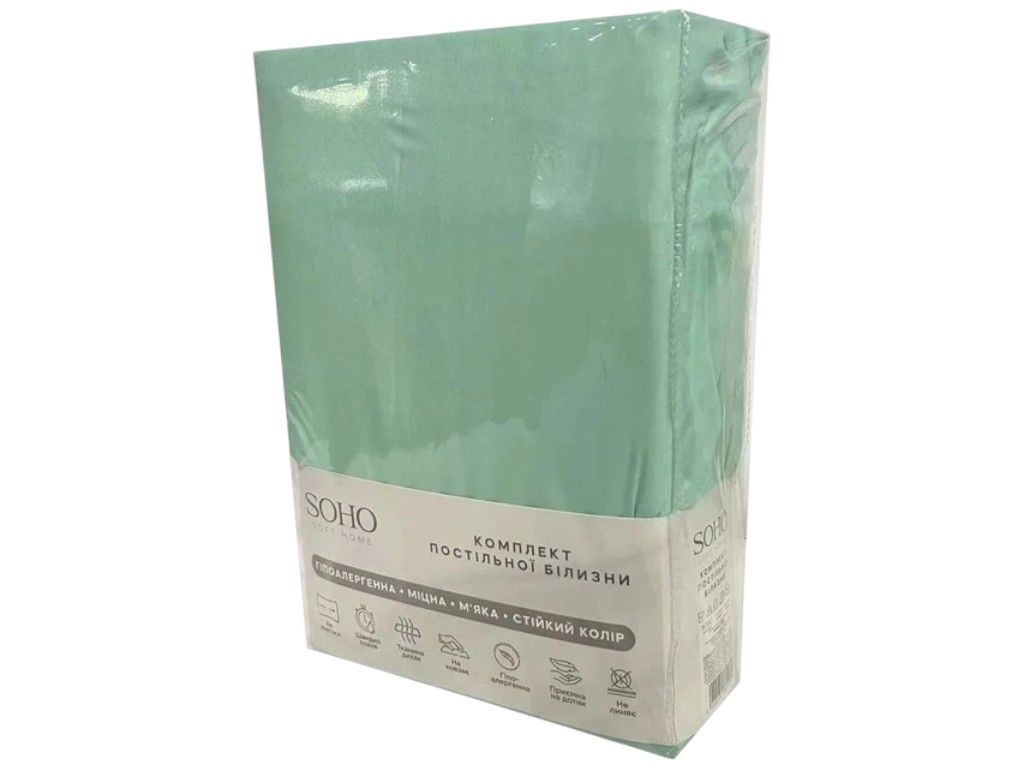Комплект постельного белья Soho, семейный, 150×200см, 200×220см, 50×70см, полиэстер, цвет зелёный