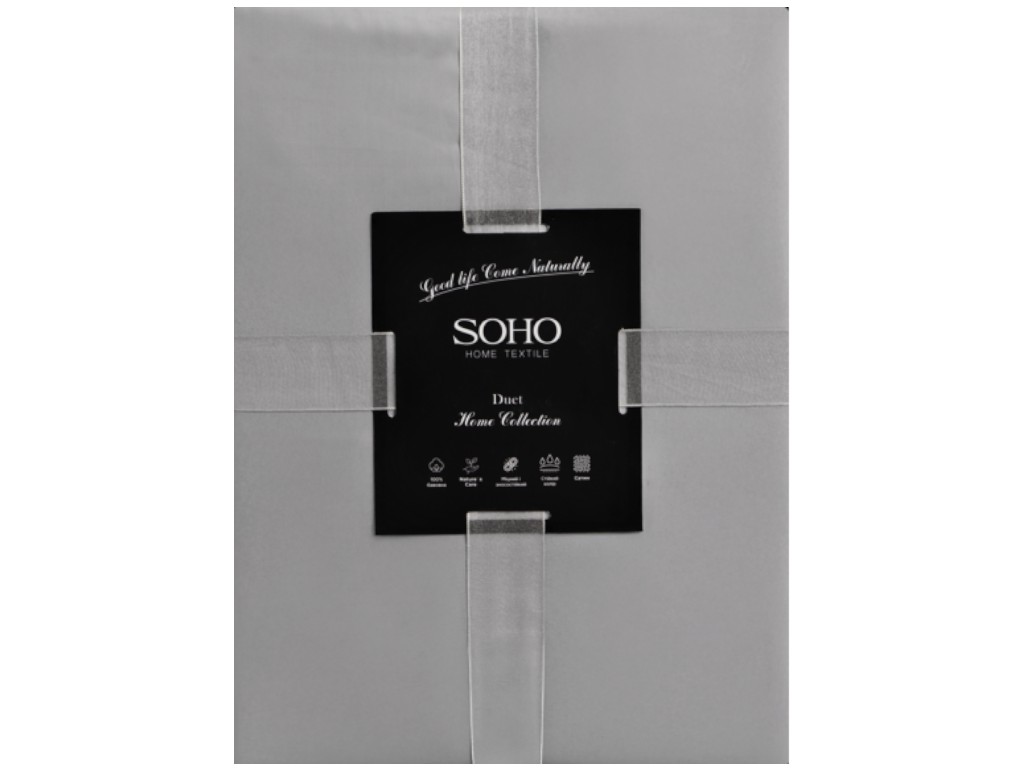 Комплект постільної білизни Soho, полуторний, 150×200см, 155×220см, сатин, колір айворі з сірим