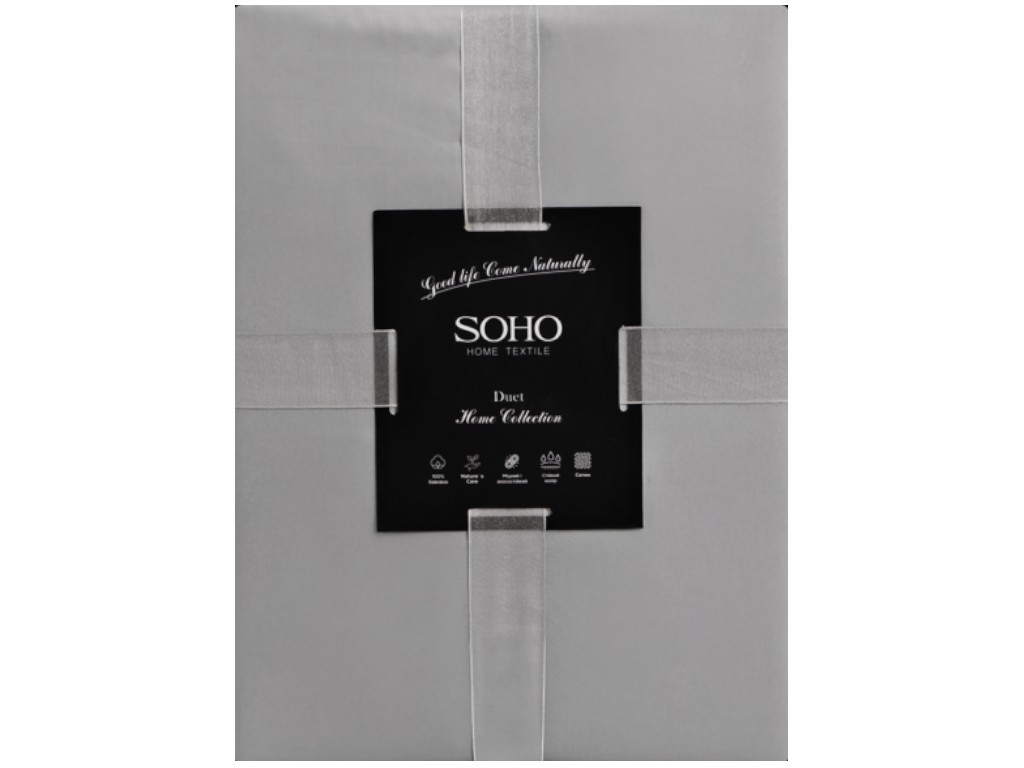 Комплект постельного белья Soho, полуторный, 150×200см, 155×220см,50×70см, сатин, цвет мокко с серым