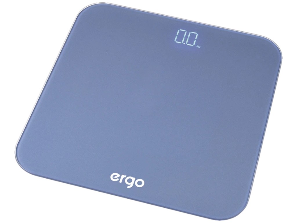 Ваги електронні підлогові Ergo PS 390, до 150 кг, 3×AAA, скло загартоване, 30×30см, колір блакитний