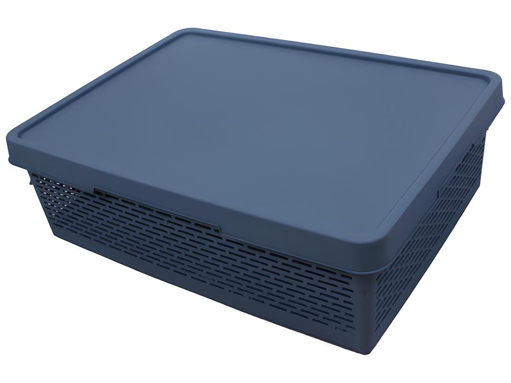 Кошик для зберігання з кришкою Qutu Q-Basket Blue, прямокутний, 36л