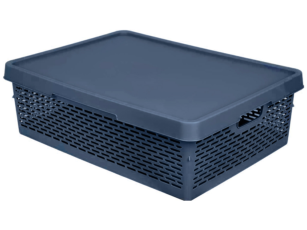 Кошик для зберігання з кришкою Qutu Q-Basket Blue, прямокутний, 36л