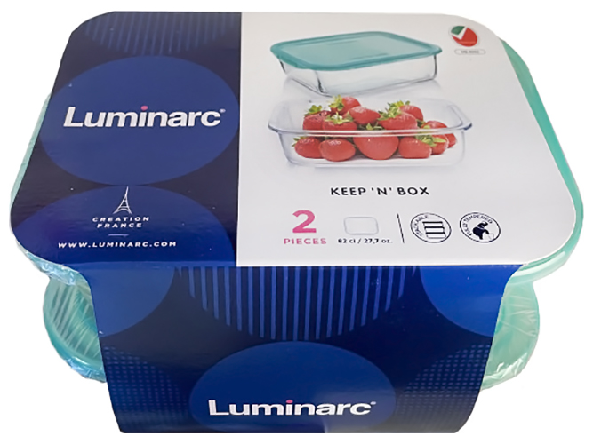 Набор контейнеров Luminarc Keep'N прямоугольных с крышкой, 820мл (цена за набор 2шт) 26623