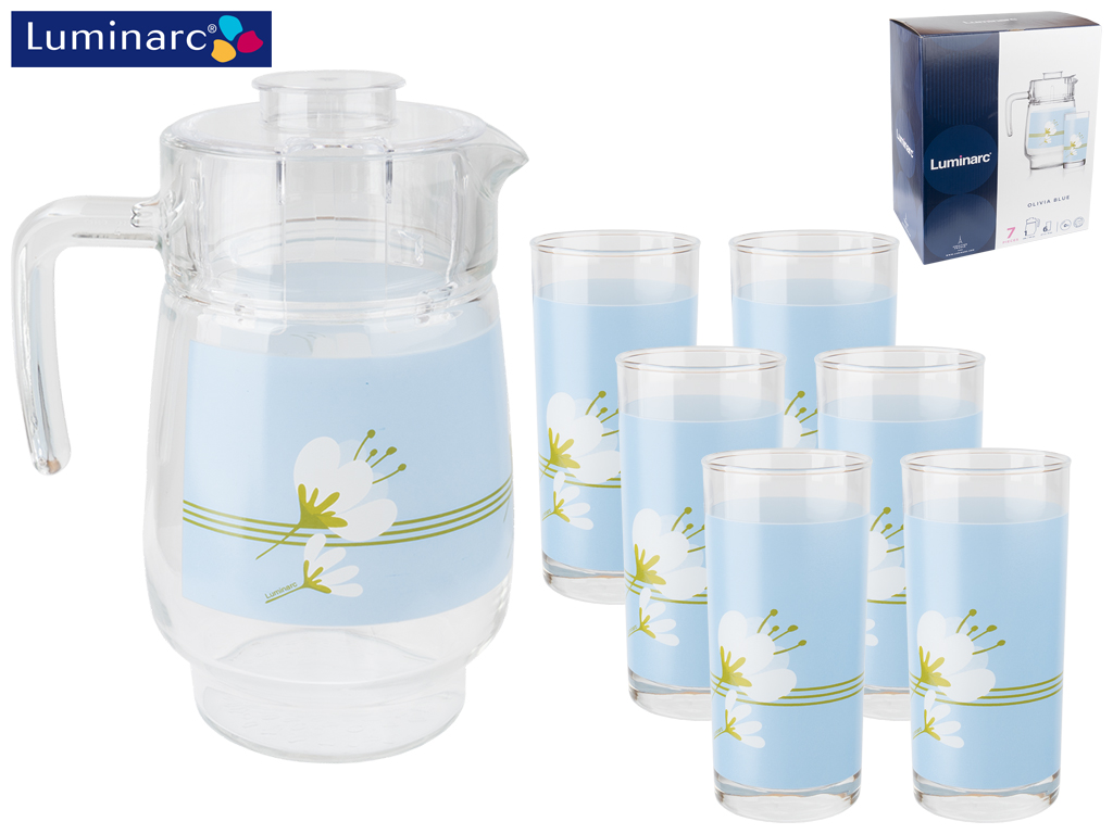 Набор для напитков Luminarc Olivia Blue 7 предметов (кувшин 1,6л, стакан 270мл 6шт) 60207