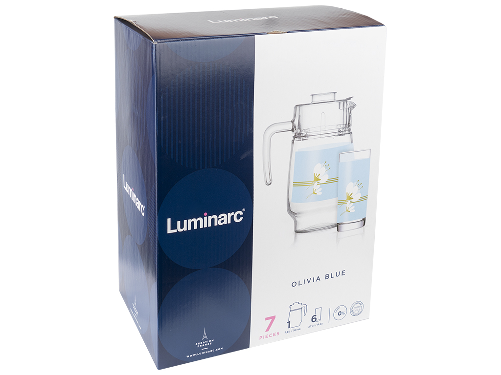 Набор для напитков Luminarc Olivia Blue 7 предметов (кувшин 1,6л, стакан 270мл 6шт) 60207