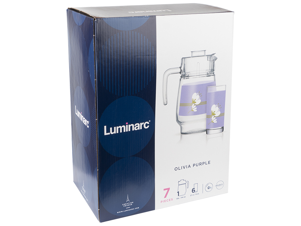 Набор для напитков Luminarc Olivia Purple 7 предметов (кувшин 1,6л, стакан 270мл 6шт) 99156