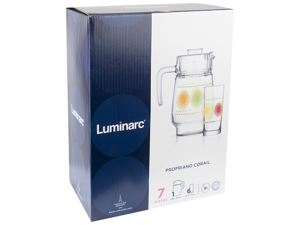 Набор для напитков Luminarc Propriano Corail 7 предметов (кувшин 1,6л, стакан 270мл 6шт) 69163