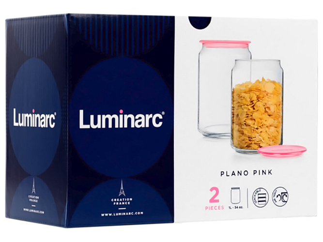 Набор банок Luminarc Plano Pink, 1л (цена за набор 2шт) 96862