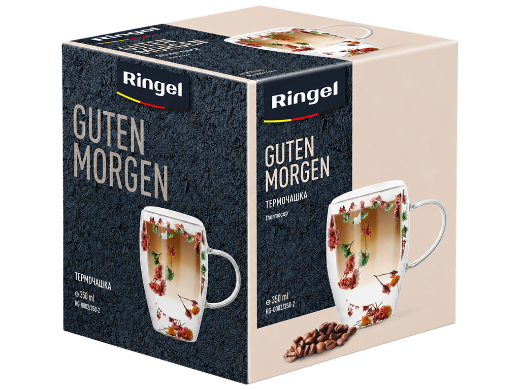 Чашка Ringel Guten Morgen Blume, двойная стенка, боросиликатное стекло, 350мл, цвет прозрачный
