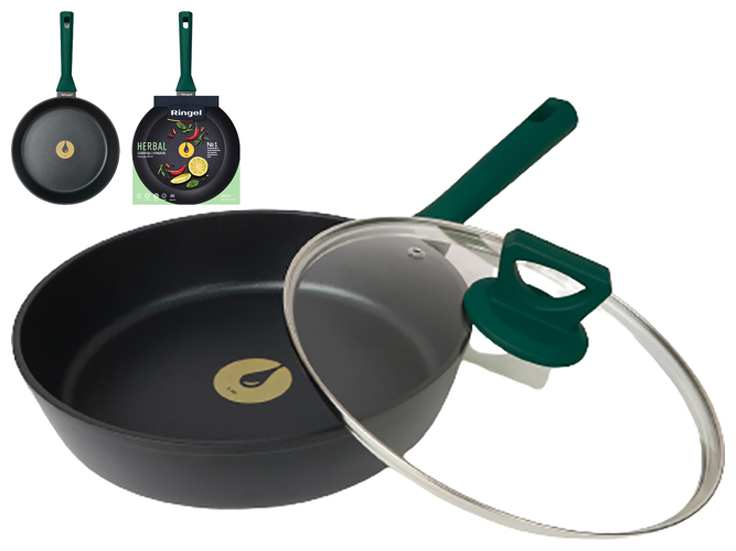 Сковорода глубокая Ringel Herbal, 28см, с крышкой, 6900068068452