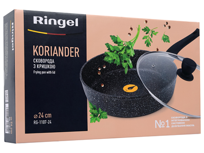 Сковорода глубокая Ringel Koriander, 22см, с крышкой, 6900063614791