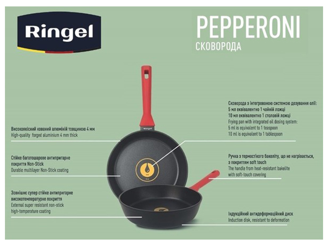 Сковорода глубокая Ringel Pepperoni, 28см, без крышки, 6900068068414