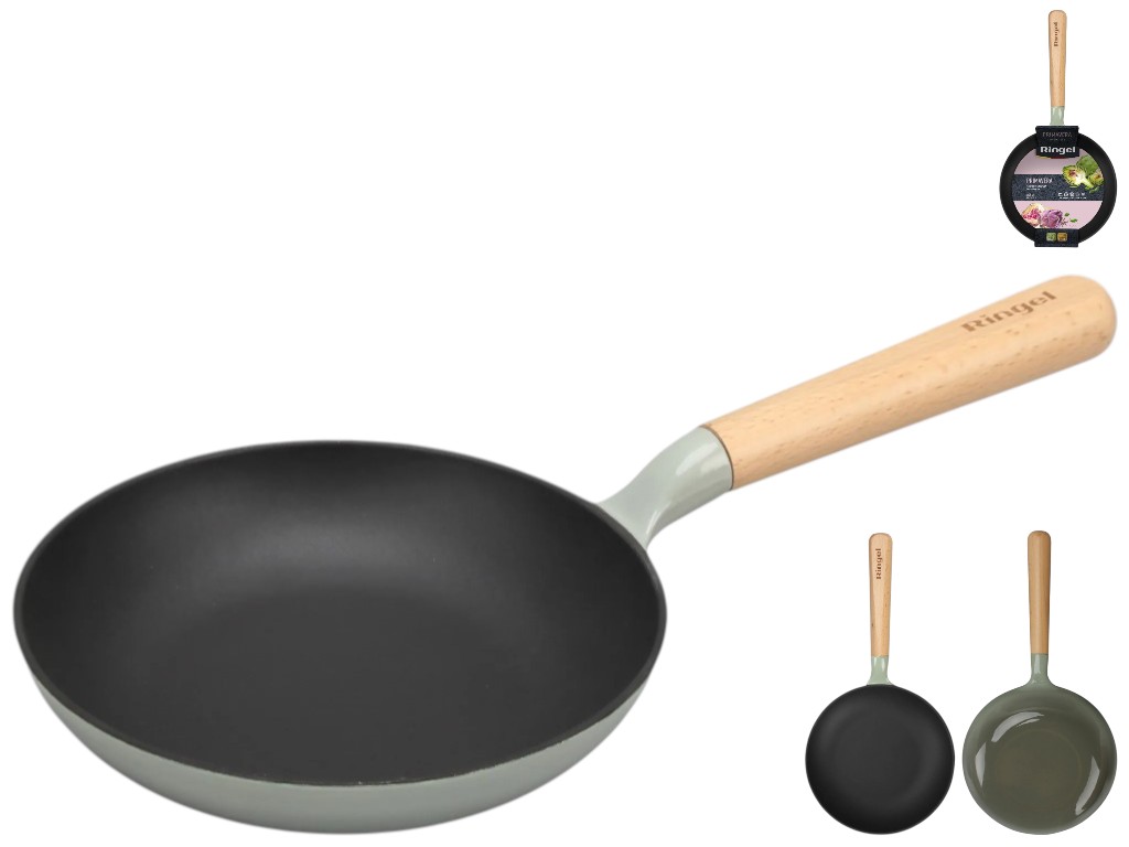Сковорода Ringel PrimaVera, чугун, дерево, 20см, цвет серый