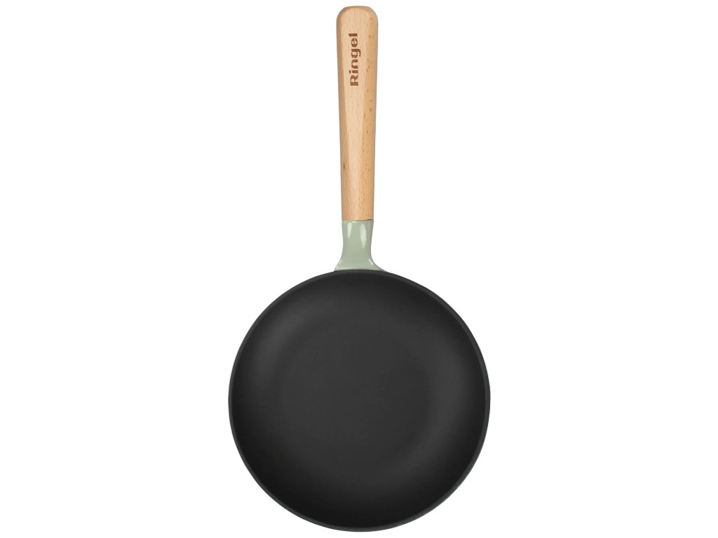 Сковорода Wok Ringel PrimaVera, чугун, дерево, 26см, цвет серый