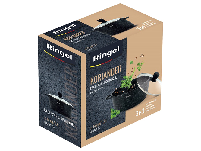 Каструля Ringel Koriander, 16см, 1,2л, з кришкою, 6900068215160
