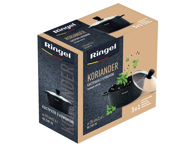Каструля алюмінієва Ringel Koriander з кришкою, 20см, 2,4л, 6900068215191