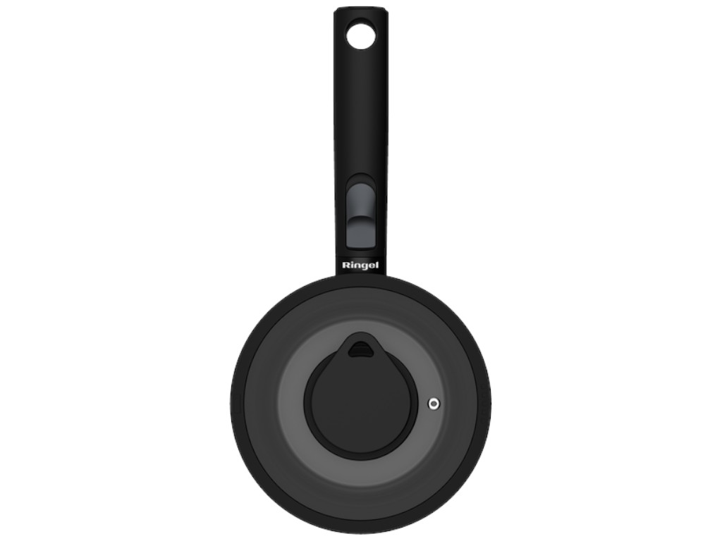 Сотейник Ringel Grey Line, с крышкой, съемная ручка, алюминий, 1,4л, 16см, цвет черный