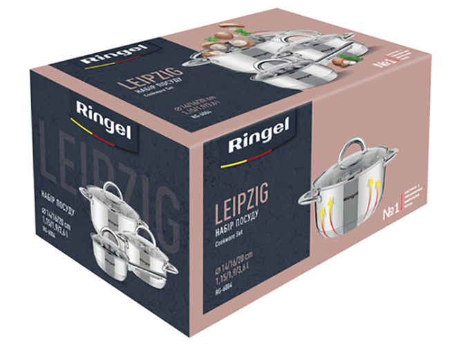 Набор кастрюль Ringel Leipzig, 1,5/1,9/3,6л (цена за набор 6 предметов) 6900065336370