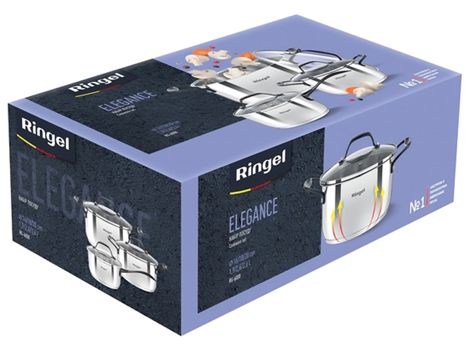 Набір кастрюль Ringel Elegance, 1,3/2,7/5,3л (ціна за набір 6 предметів) 6900067436948