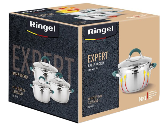 Набір посуду Ringel Expert, 1,6л/2,5л/3,5л (ціна за набір 6 предметів) 6900069327442