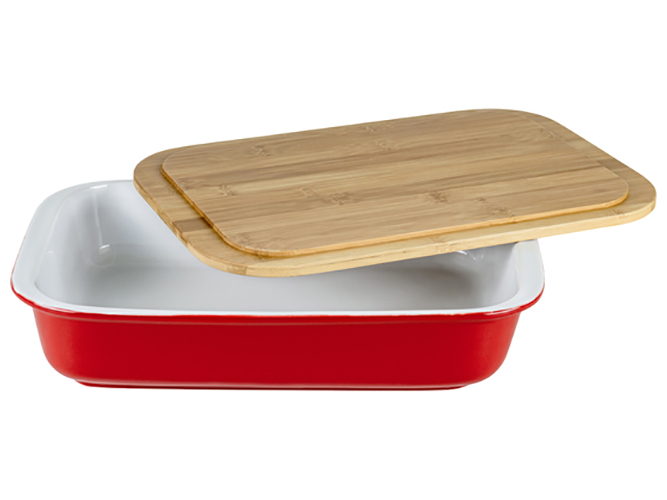 Форма с бамбуковой крышкой Limited Edition Casa, 37,5х25х7,5см, 3,5л, красная, 6900066848285