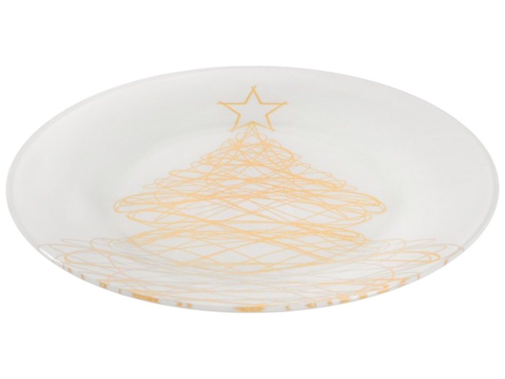 Тарілка десертна Viva NY Tree Gold, скло, 25см, колір білий